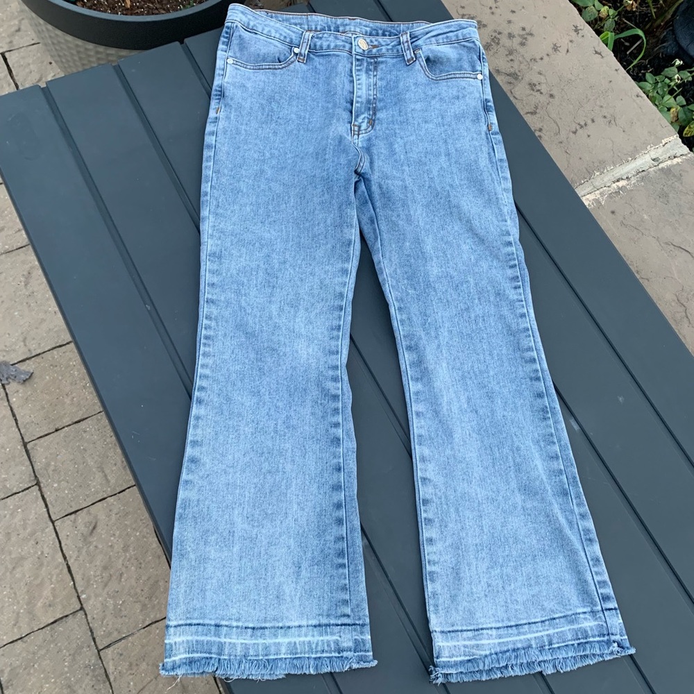 UNIF Frayed Flare Denim Jeans
